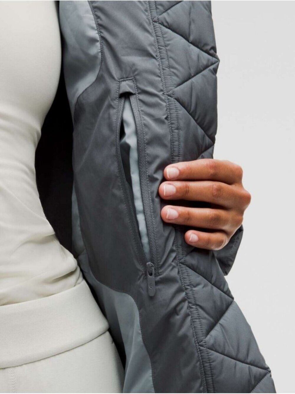 Lululemon Wunder Puff Long Jacket Oil Grey / Belgian Blue Like new - Picture 3 of 9